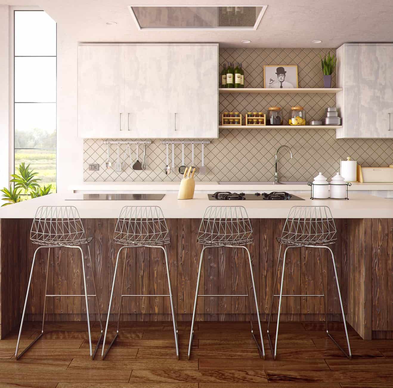 Luxurious marble finishes in a modern dream home kitchen.