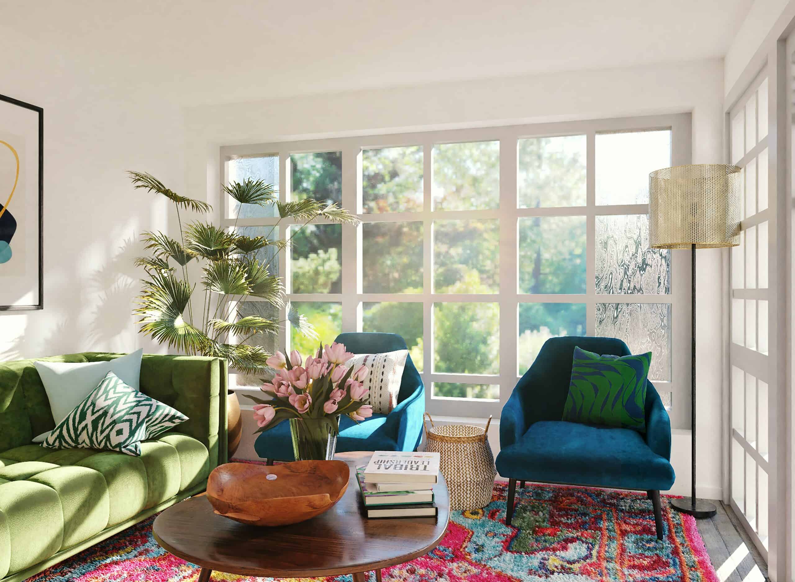 Clean mid-century modern living room.