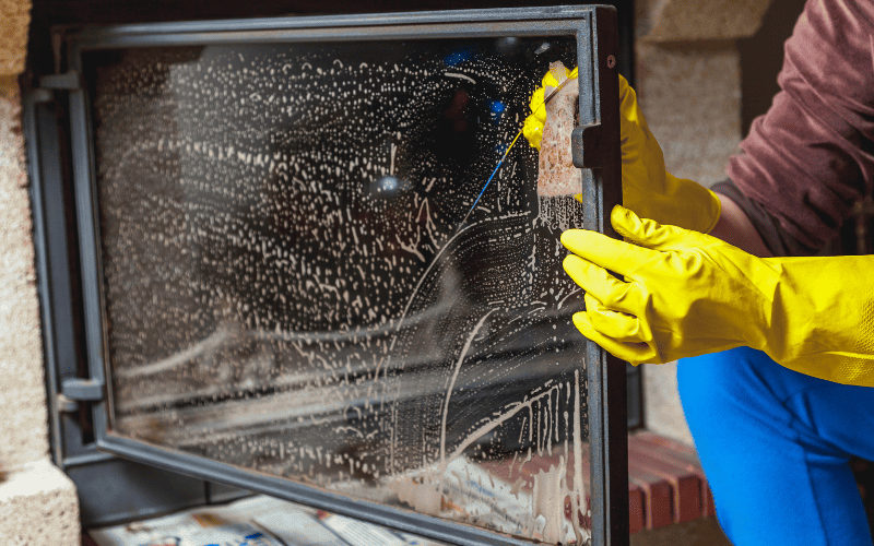 How to clean fireplace glass